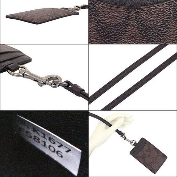 Coach ID Lanyard LONGER Black Brown Card Holder - Picture 3 of 3